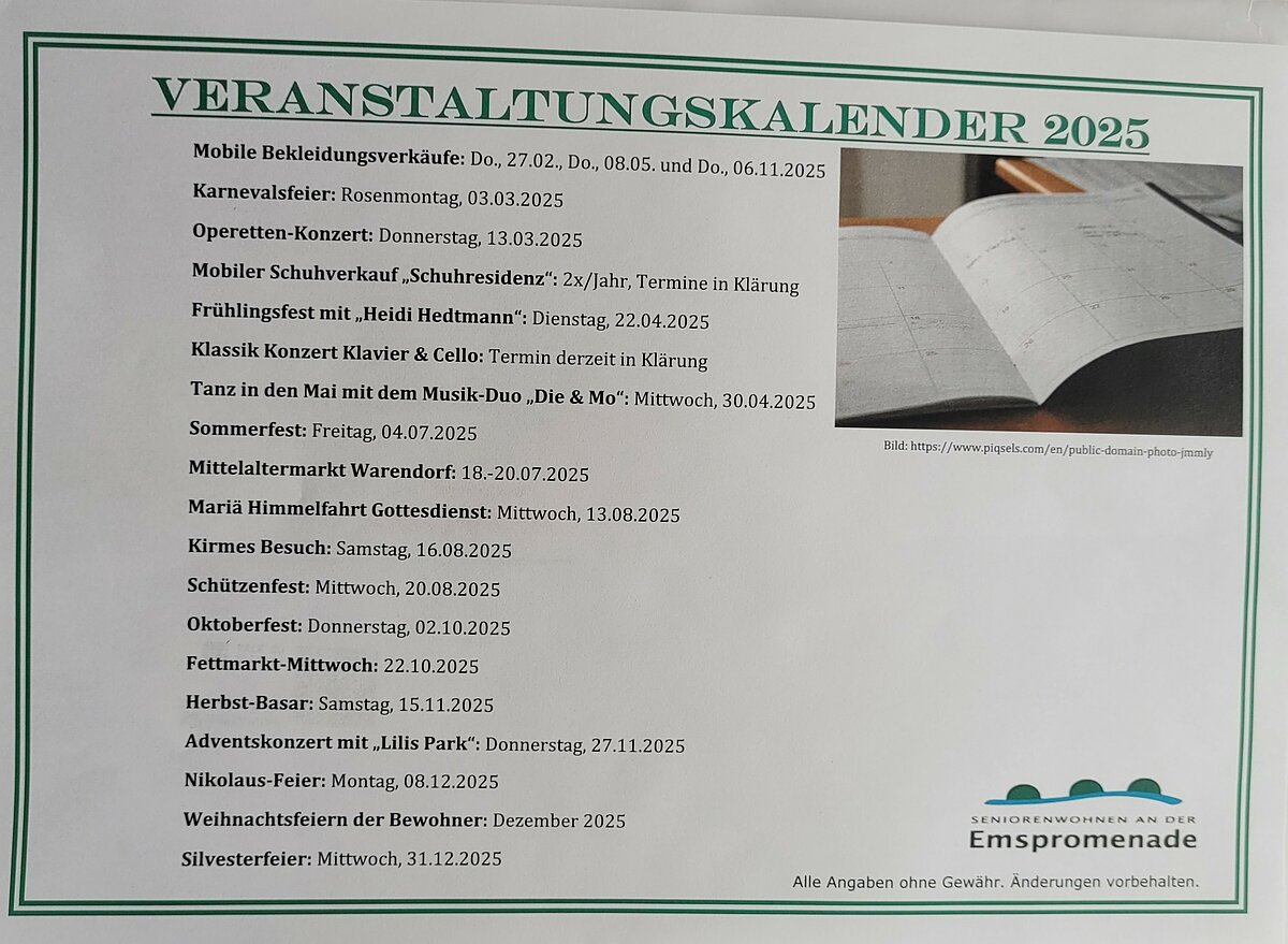 Veranstaltungskalender 2025